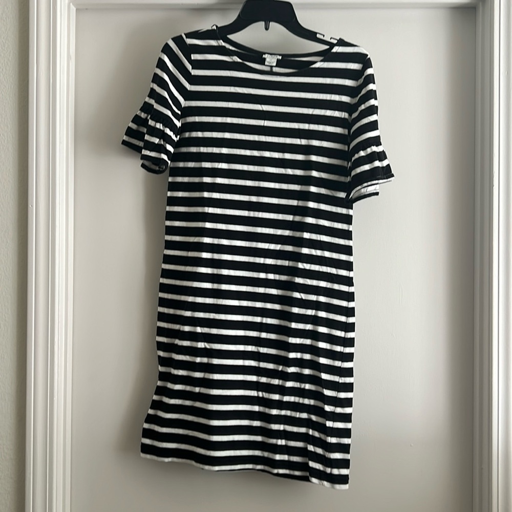 J.Crew Factory Size XS Striped Dress with Flutter Sleeves